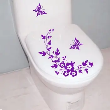 Етикети върху капака на тоалетната чиния Животно пеперуда на цвете Баня тоалетна лаптоп Стенни стикери прозорец Стикер за Декорация на дома