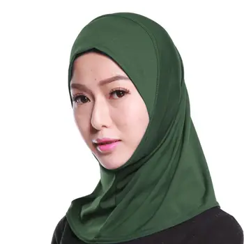 Жена мюсюлмански хлопчатобумажный мини-хиджаб за мозъка шал, Однотонная на вътрешния капак с пълно покритие, ислямска арабската наметало, Шал, тюрбан, Шапка, шапка
