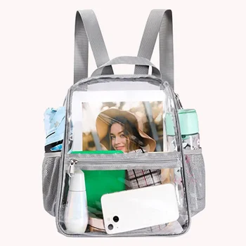 Жена раница, прозрачна чанта, изработена от PVC, прозрачни раници за тийнейджъри, студенти, мъжки прозрачна училищна чанта, раница, одобрен стадион