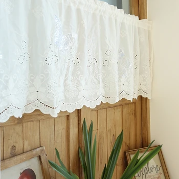 Завеса с памучна бродерия, Прозорец Завеса в селските райони, Бяло Кафенета, Декоративна рамка, която да Завеса, Гардероб, половината завеса