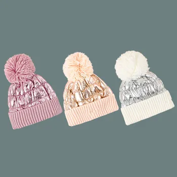 Зимна вязаная хет-бини перо от плат с руното облицовка, топла шапка за жени, на извънгабаритни кабел