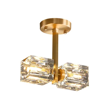 Златна Кристален полилей, Мед, окачена лампа за спални, килер, баня, Луксозни сутиени, Огледални стенни лампи, коридор