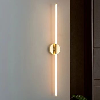 Златни модерни led кратко стенни лампи за спални и кабинет, проста нощна лампа, креативна акрилна светлинна тръба, стенни осветителни тела за дома в хола