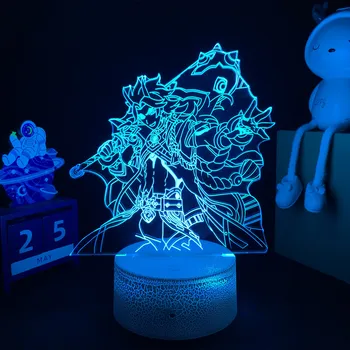 Игра 3D лека нощ Genshin Impact Arataki Itto, фигурки за украса на детска спални, подарък за дете-геймеру за рожден Ден, настолна лампа с промяна на цвета на