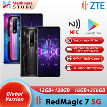 Игра телефон ZTE Nubia Redmagic 7.5 G Snapdragon 8 Gen 1 6.8 инча 165 Hz AMOLED Дисплей, NFC 64 Mp Тройната камера 65 W Бързо зареждане