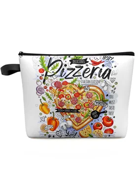 Изискана пица с графити, голямо голям пътна косметичка, преносима чанта за съхранение на грим, женски водоустойчив молив случай