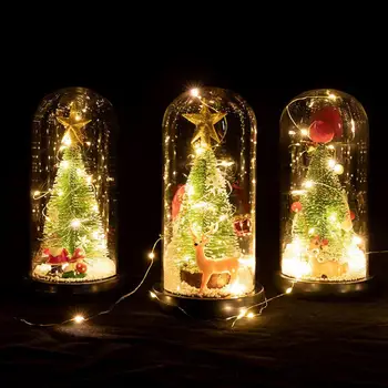 Изкуствена Коледна елха, сладък Очарователен пластмасов Цветна стъклен купол с осветление, Коледно дърво, зимни занаяти