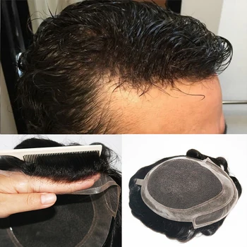 Изкуствена Коса От Човешки Косъм Дишаща Мъжка Перука От Косопад Система Замяна На Косата Мъжка Перука Protesis Capilar Ал Hombre