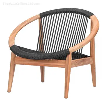 Индивидуален Диван-стол от масивно дърво в скандинавски стил от ратан, Градински Единична Мързелив Кръг Стол за отдих на открито в хотел с настаняване в семейство