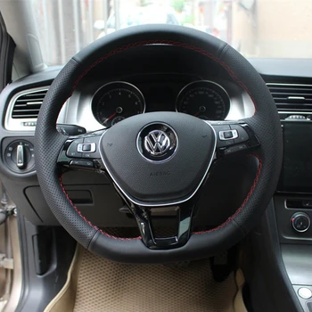 Калъф За Волана на Колата От Изкуствена Кожа За Volkswagen VW Golf 7 Mk7 Touran Up New Polo Jetta, Passat B8 Tiguan Авто Интериор