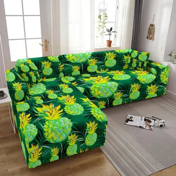 Калъф за седалката на дивана с принтом ананас, L-образен калъф за ъглов диван, еластичен противоскользящий сменяем калъф за дивана, протектор за декор за спалня