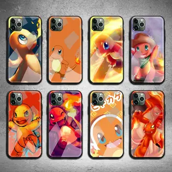 Калъф за телефон Сладко Pokemon Charmander от Закалено Стъкло за iPhone 13 12 11 Pro Mini XR XS MAX 8 X 7 6S 6 Plus SE 2020 калъф