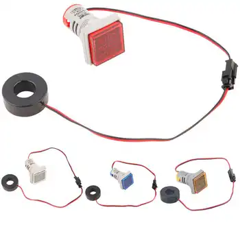 Квадратен led цифров волтметър с двоен дисплей и амперметър, измерване на напрежение, измерител на ток ac 0-100A 22 мм