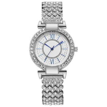 Кварцови часовници за жени с метална каишка, украсен с диаманти, с моден тренд за почивка, разнообразни изискани дамски кварцов часовник