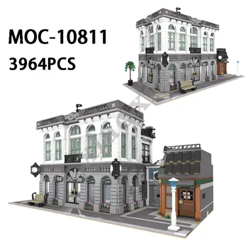 Класически MOC-10811 Тухлена банка и кафе-сладкарница 3965 бр. в събирането на Сращивающий тухла подходящ за 10251 строителни блокове тип B Забавни Adult
