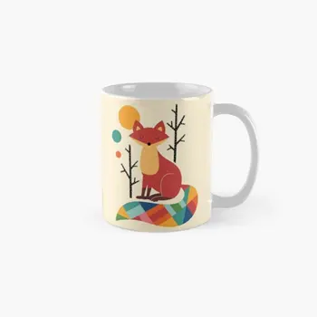 Класически дизайн чаши Rainbow Fox Подаръци за чай Проста дръжка за кафе със снимка, Кръгла кухненска посуда за напитки Чаша с Изображение на Отпечатаното изображение
