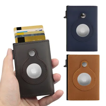 Кожен Портфейл, Висококачествен държач за карти, Противоотерянный защитен калъф, Мултифункционален портфейл за проследяване на разпоредбите на RFID-карти, държач за карти