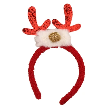 Коледен лъскава панделка за коса от оленьего рога, Коледни рога, плюшени превръзка на главата, коледна шапка, украса за парти на Хелоуин