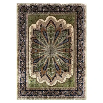 Копринен Ръчно изработени килими, турски килим, зелено Цвете Начало Декор, килими за хол, Размер 8 'X11'