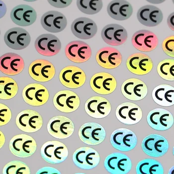 Кръгла лазерна цветна холограма на самозалепващи етикета CE, прозрачна, водоустойчива стикер с диаметър 10 mm, може да бъде конфигуриран по индивидуална заявка