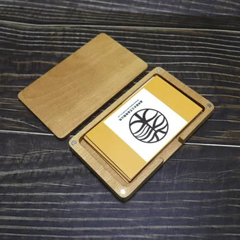 Кутия за визитки от масивна дървесина, четири магнитни магнит, преносима кутия за визитки кутия от масивна дървесина, дървен държач за визитки