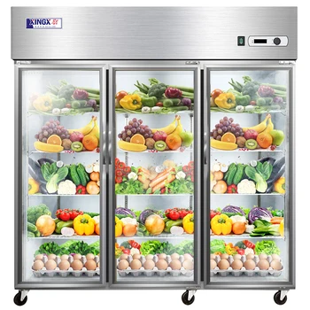 Кухненски хладилник, фризер, витрина, вертикална фризер, стъклена задвижваната двойна задвижваната с три врати търговска хладилник голям капацитет