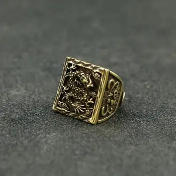 Латунное пръстен с дракон, ръчно изработени подаръци в стил фън шуй, Гравирана скулптура, Златар статуетка