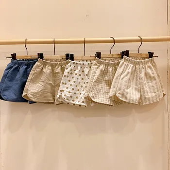 Летни детски шорти за момчета и момичета, летни памучни къси панталони от коноп, на децата мил панталони, които изглеждат модерни