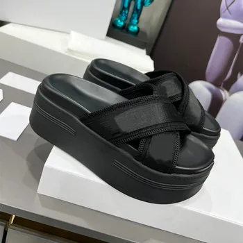 Летни нови дамски чехли с дебело дъно в ретро стил с препратка букви и отворени пръсти в ретро стил на стъпалото matsuke, нескользящая плажни обувки