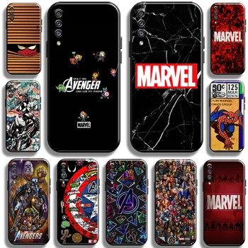 Логото на Marvel Капитан Америка за Samsung Galaxy A50 калъф за телефон от течен силикон, устойчив на удари черен калъф, мека делото Carcasa