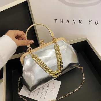 Луксозна дизайнерска чанта, вечерна чанта 2023, дебела пластмасова верижка, Украса за партита, Женски клатчи, ретро чанта през рамо