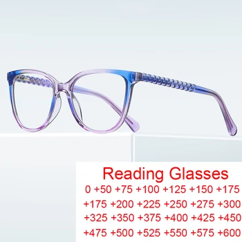 Луксозни кръгли очила TR90 със синя светлина, дамски очила за четене, 2 50 модерни компютърни очила, мъжки елегантни слънчеви очила в ярки цветове + 2