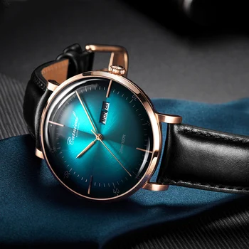 Луксозни часовници Carnival марка MIYOTA, мъжки Модни водоустойчив розови златни сребърни календари, автоматични механични ръчни часовници Relogio
