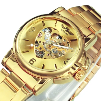Луксозни Часовници WINNER за Жени, Златни Дамски Часовници 2020, Ежедневни Модерни Ръчни Часовници, Елегантни Златни Часовници с виртуален скелет, Подарък дамски часовник