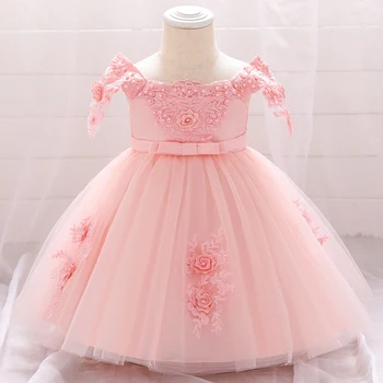 Лятна рокля за момиченца, дрехи за кръщението с цветя модел за малки момичета, рокли за партита в чест на рождения ден на възраст от 1 година, дрехи принцеса за новородени