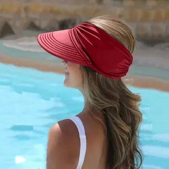 Лятна Солнцезащитная сгъваема солнцезащитная шапка, дамски шапка с широка периферия, празнична солнцезащитная шапка със защита от ултравиолетови лъчи за момичета, плажна шапка с козирка
