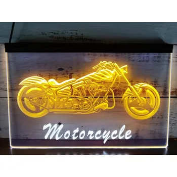 Магазин за мотоциклети Garage Cave Man Дисплей Двуцветен led неонова реклама 