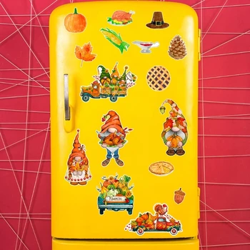Магнитен стикер за Деня на благодарността, реколтата, Пуешко, Царевичен лист, Джудже, Празнични магнити за хладилник, Интериор със собствените си ръце