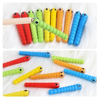Магнитна игра за риболов на бръмбари, Образователна играчка за деца, игра-пръчка за риболов на 5 червеи, 1 трематодная пръчка, аксесоар, детска играчка