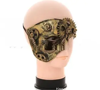 Маскарадная маска в стил steampunk на половината лице, маска за Хелоуин, танц подпори