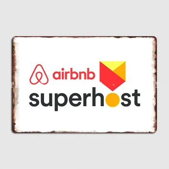 Метална табела Airbnb Superhost, монтиран на стената в Кръчмата, Класическа Стенни картини, Тенекиен плакат