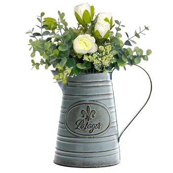 Метални орнаменти във формата на ваза, селски поцинкована ваза, Метална поцинкована ваза за цветя, селски декоративна ваза за цветя, Сватбена начало декор