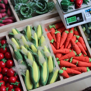 Миниатюрни зеленчуци в мащаб 1:12, мини-царевица, Моркови, ролеви игри, куклена къща, храна за OB11 BJD Кукла, кухня, супермаркет, играчка