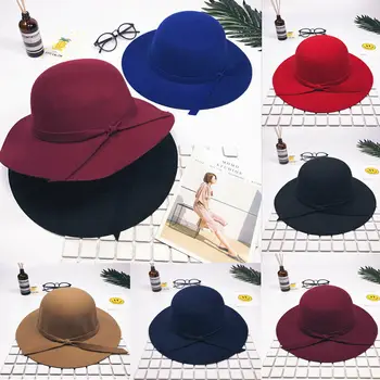 Мода Ретро Вятър Деца Момичета Голяма шапка Голяма Шапка с лък Плажна шапка за парти шапка Солнцезащитная