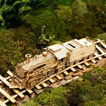 Модел на влака Начало декор на 3D Дървени ръчна модел на пъзели в събирането на Модел на Локомотив Детски подарък за рождения Ден на Декоративни превозни средства