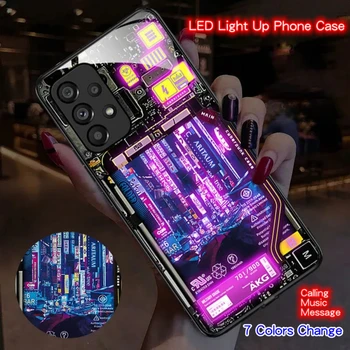 Моден в стил пънк-сити, умни, с осветление, светещи калъфи за телефони OPPO Reno 3 4 5 6 7 8 Pro Plus SE, led осветление на задния капак на телефона