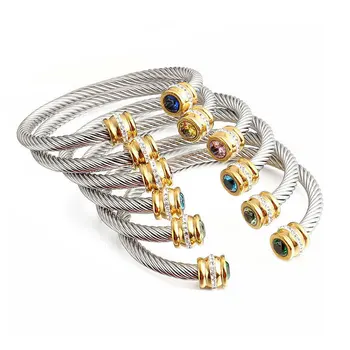 Модерен горещ кабел от титанов стомана, маншет-маншета, модерен гривна с цирконием, бижута, елегантни гривни, аксесоари за украса на ръцете, trend подарък
