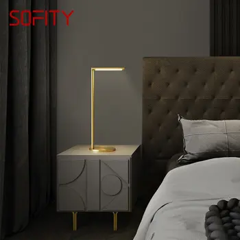 Модерна латунная настолна лампа SOFITY, led, 3 цвята, креативна проста златна настолна лампа, мед, за домашния кабинет, нощно шкафче за спалня