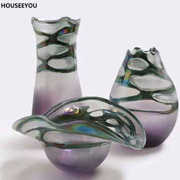 Модерни европейски творчески вази за цветя, изработени от кристал градиентной смилане, романтична декоративна ваза с цветя, сватбени декорации за дома