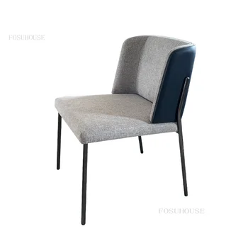 Модерни трапезни столове, изработени от памук и лен за хранене, луксозна дизайнерска маса за хранене, стол за почивка, прости кожени столове с облегалка